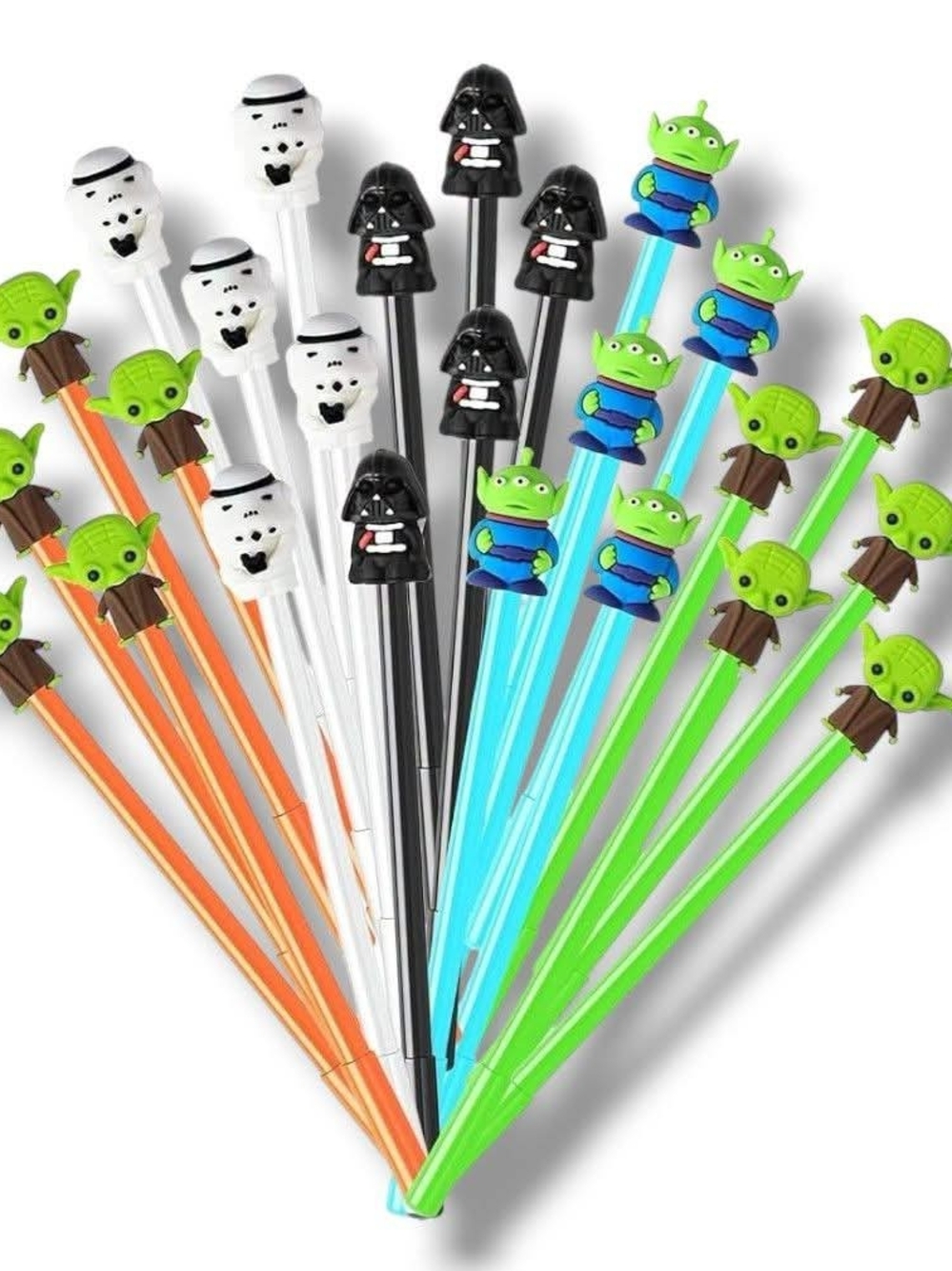 Star Wars Themed Party Drink Stirrers - Black, White, Orange, Green, Blue